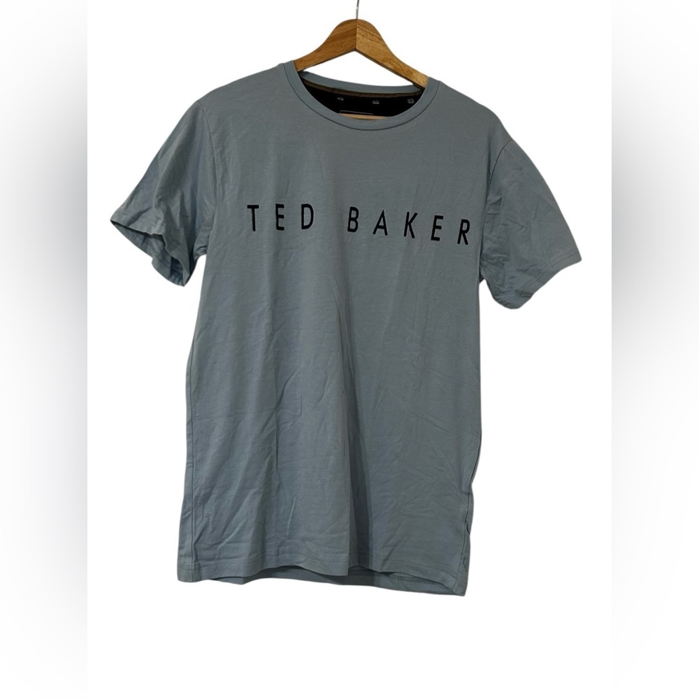 Ted Baker Pale Blue Logo Short Sleeve Tee Men’s Size Small - Picture 2 of 5